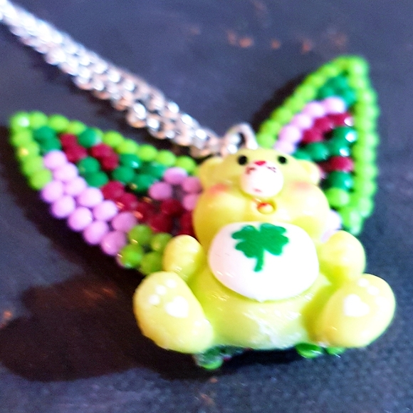The Lucky Ones Green Bear Necklace Fairy Beary Collection Beaded Handmade (L) - Picture 10 of 15